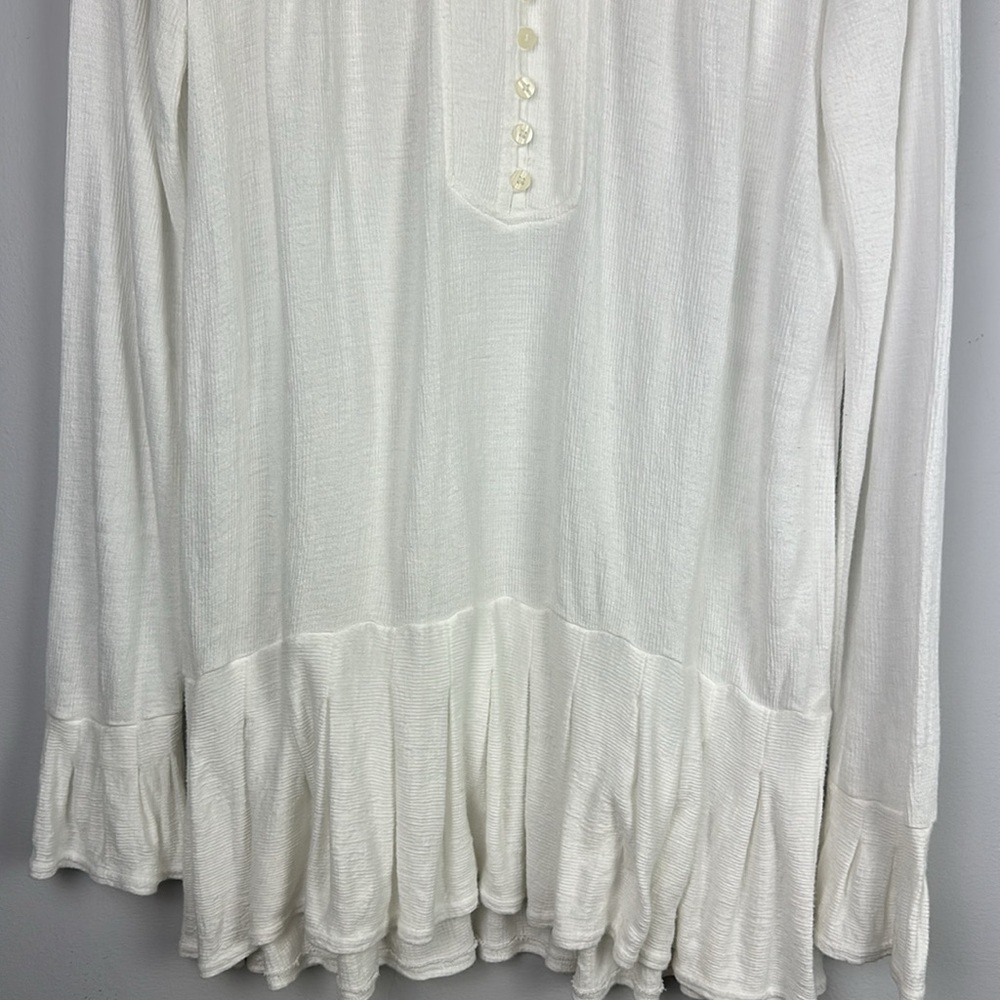 Free People Your Girl White Flounce Hem Textured Tunic Top Size S Mini Dress - Picture 10 of 16